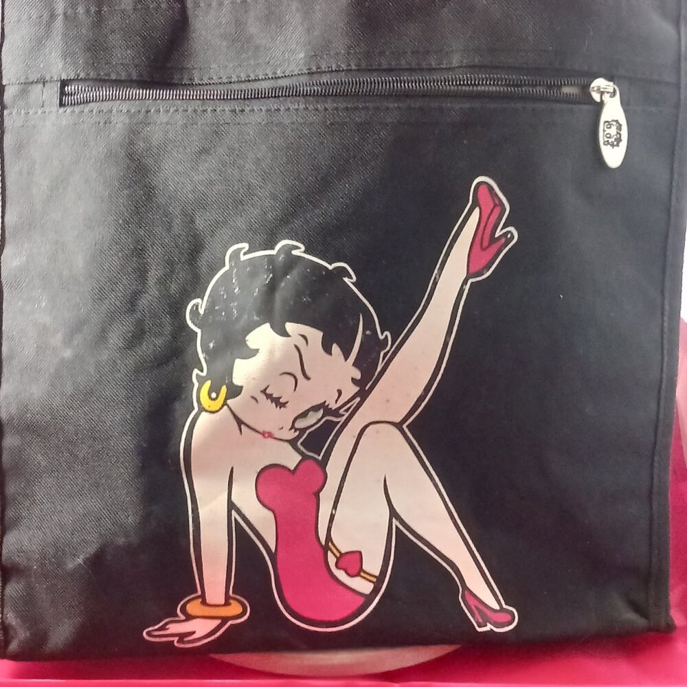 Betty Boop Black & Red Kisses , Leg Stretch, wink 13x13x5 Tote Bag